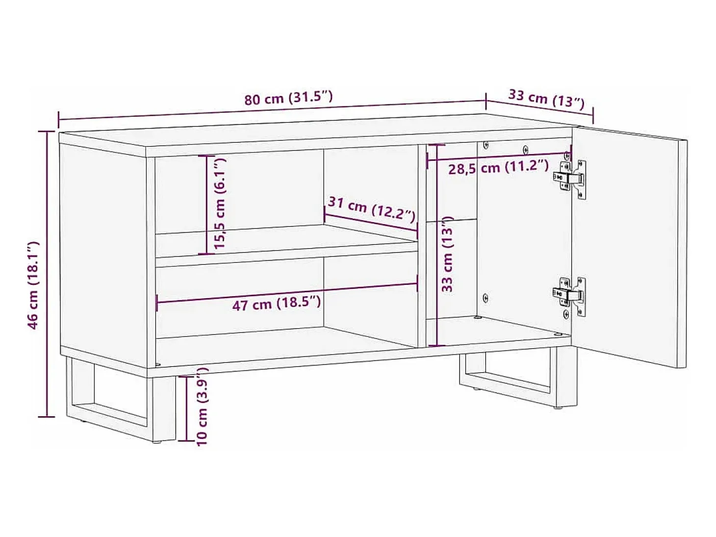 Mueble para TV Marrón 80 x 33 x 46 cm madera maciza de mango