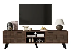 Mueble para TV moderno - con 2 puertas y 2 compartimentos abiertos - Marrón
