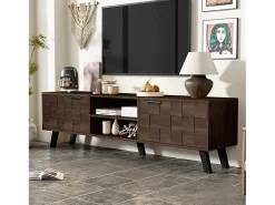 Mueble para TV moderno - con 2 puertas y 2 compartimentos abiertos - Marrón