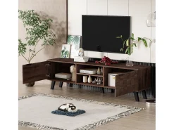 Mueble para TV moderno - con 2 puertas y 2 compartimentos abiertos - Marrón