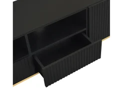 Mueble para TV moderno - con 2 puertas y 2 cajones - patas de metal - Negro