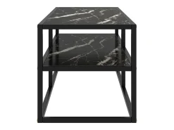 Mueble para TV negro con vidrio de mármol negro 100x40x40 cm