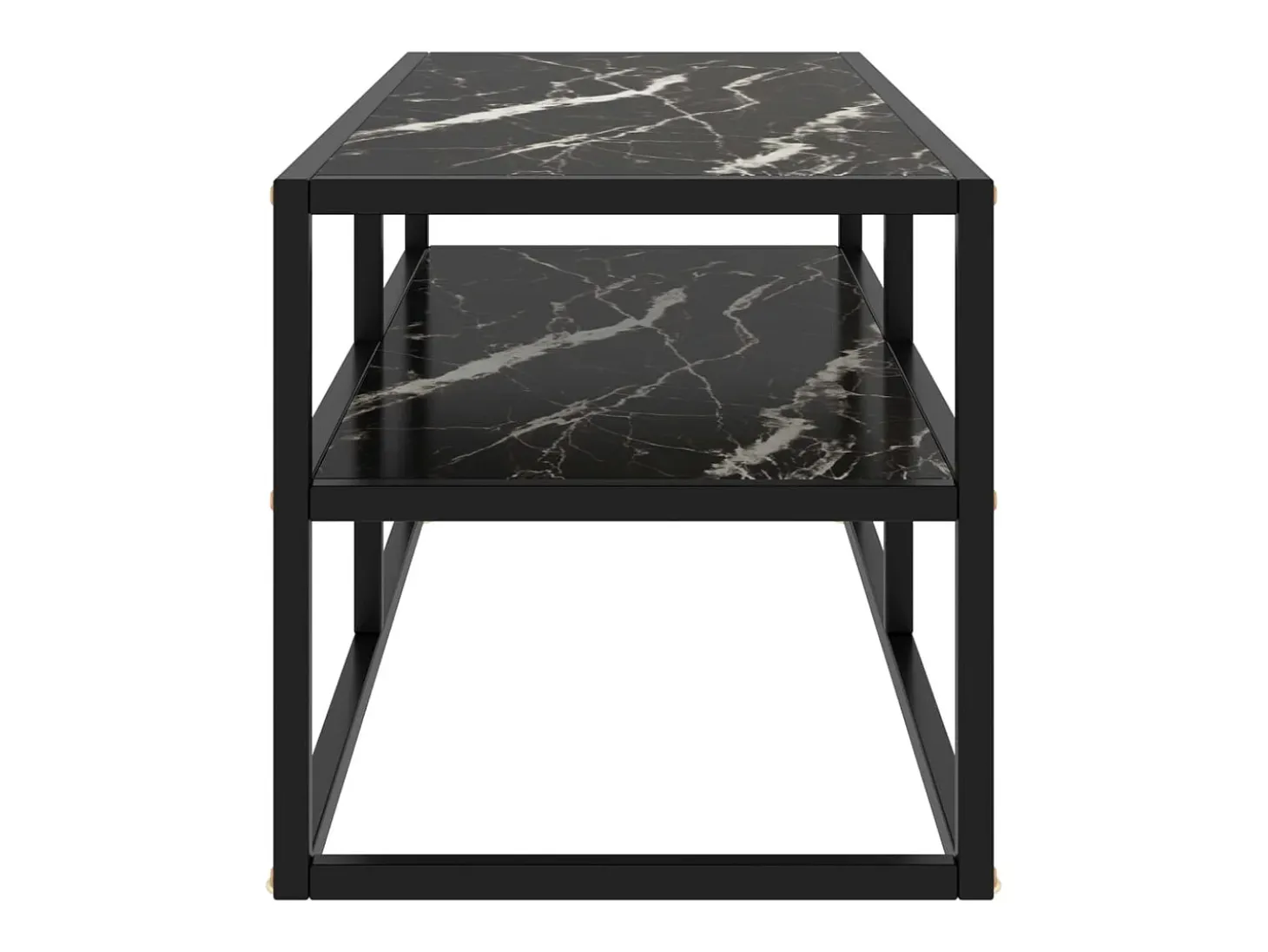 Mueble para TV negro con vidrio de mármol negro 100x40x40 cm