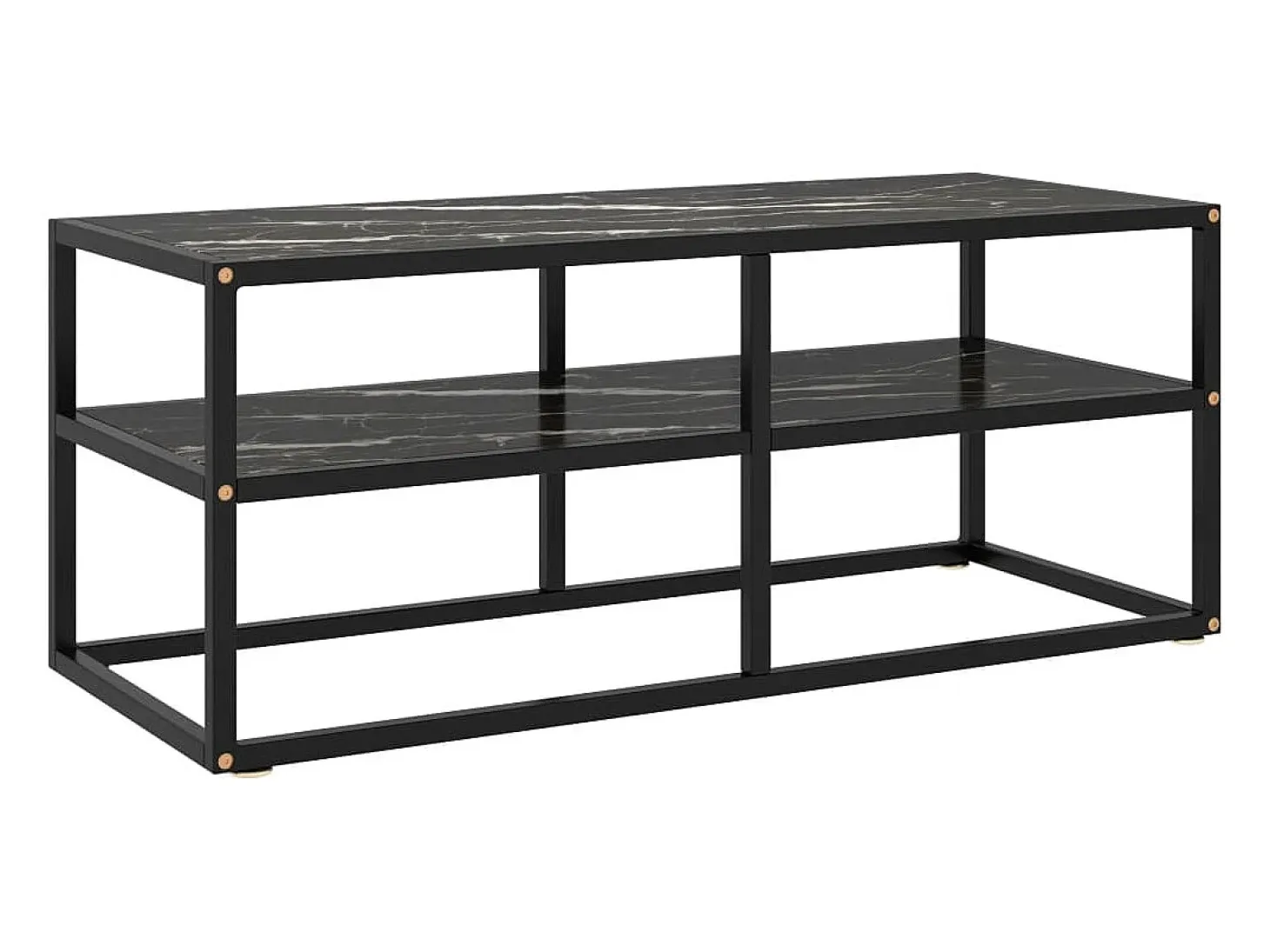 Mueble para TV negro con vidrio de mármol negro 100x40x40 cm