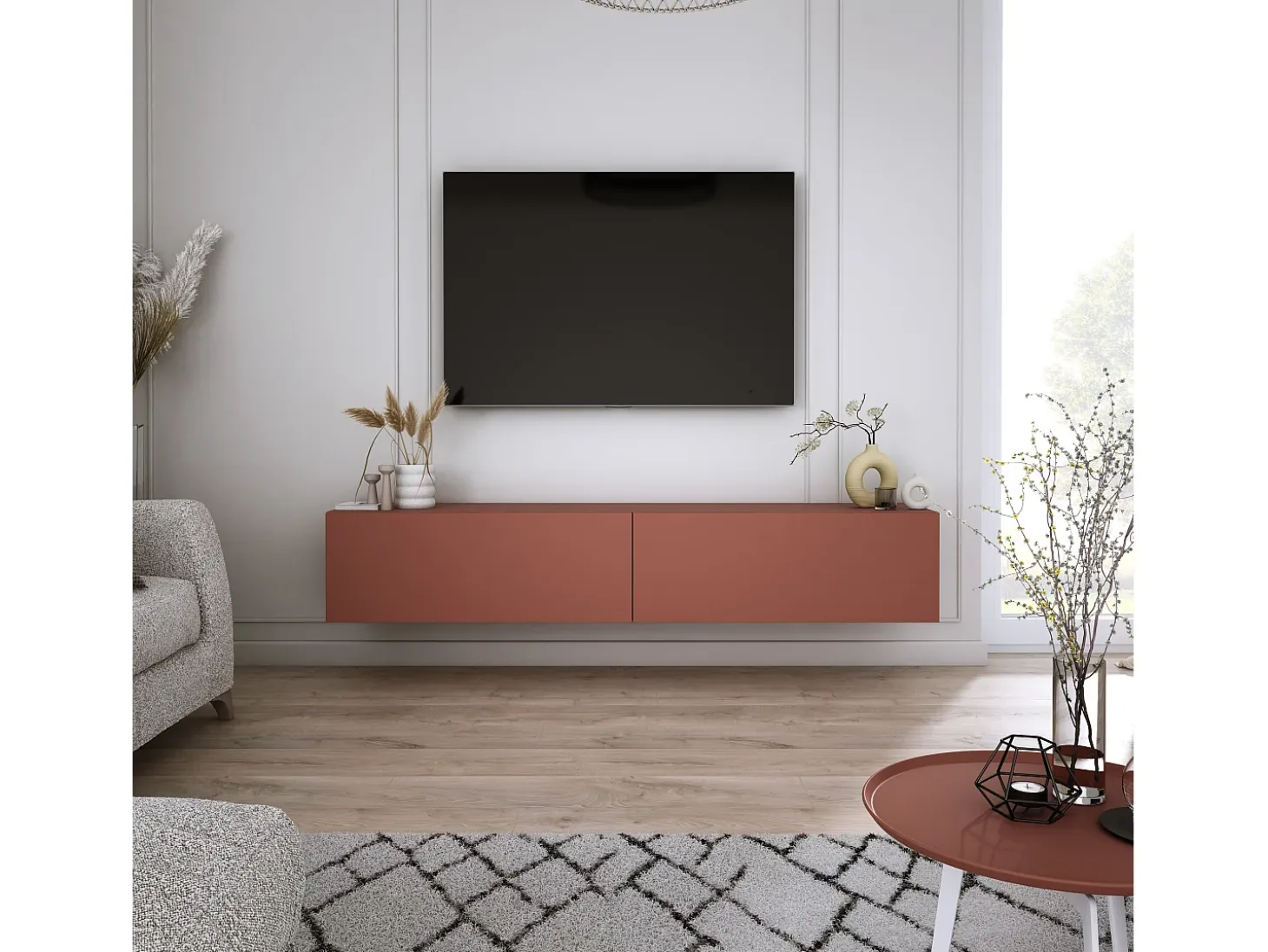 Mueble para TV: Rojo ladrillo, 170 x 34 x 32 cm