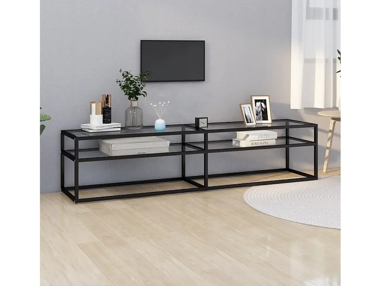 Mueble para TV vidrio templado transparente 180x40x40,5 cm