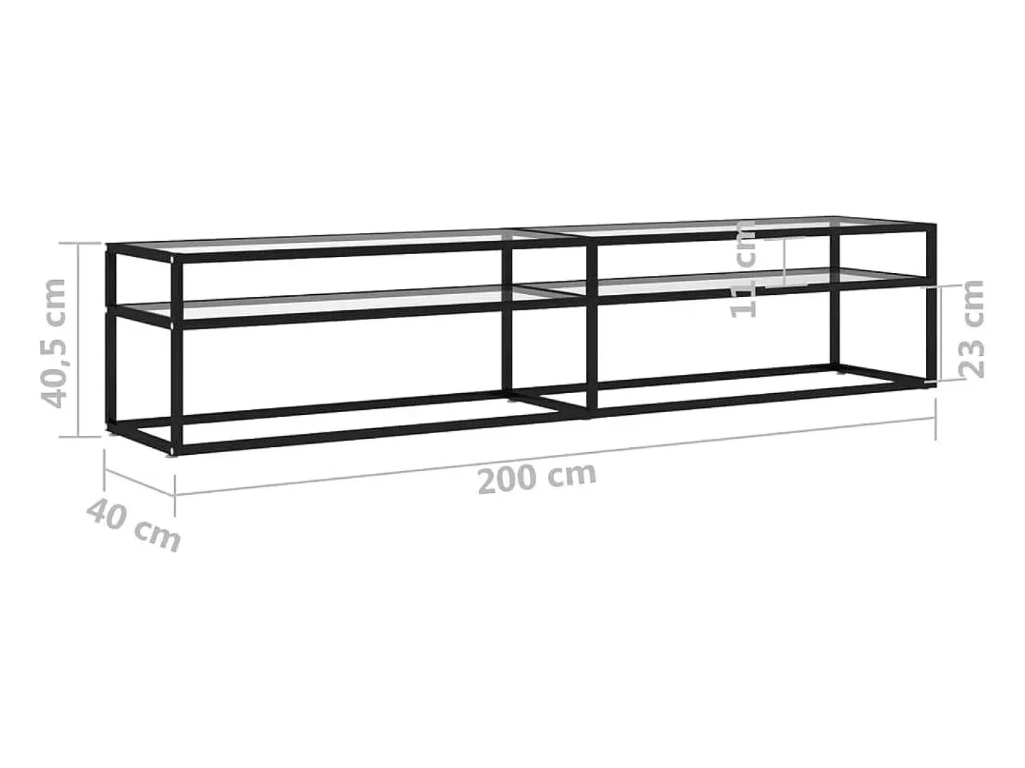 Mueble para TV vidrio templado transparente 200x40x40,5 cm