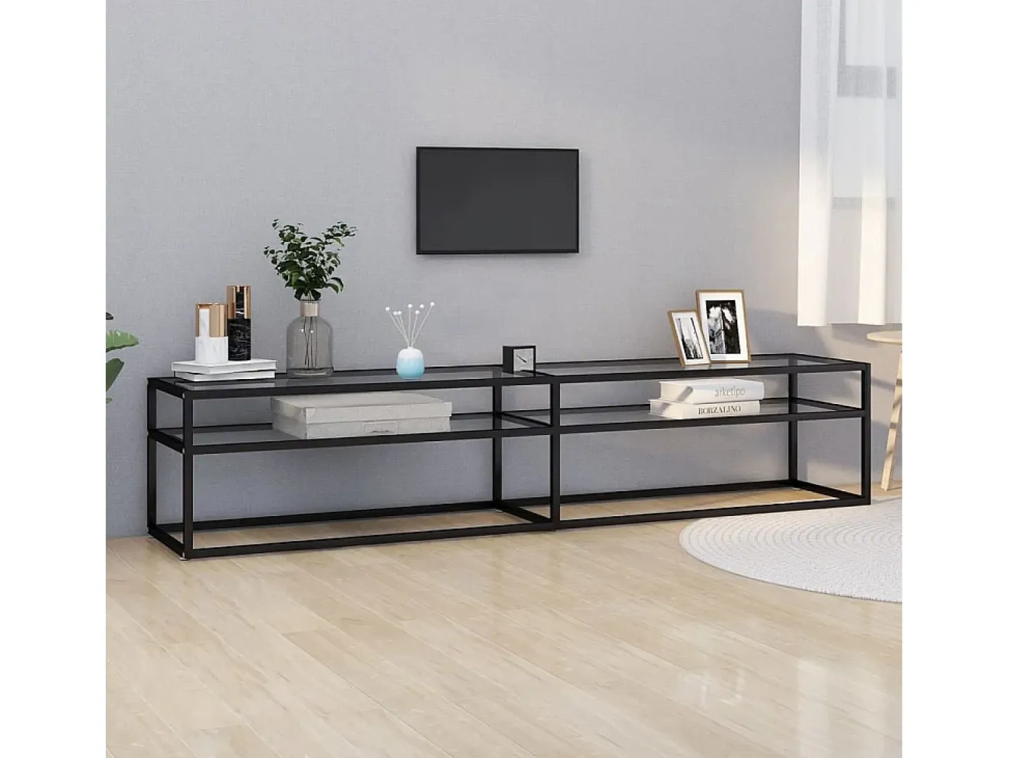 Mueble para TV vidrio templado transparente 200x40x40,5 cm