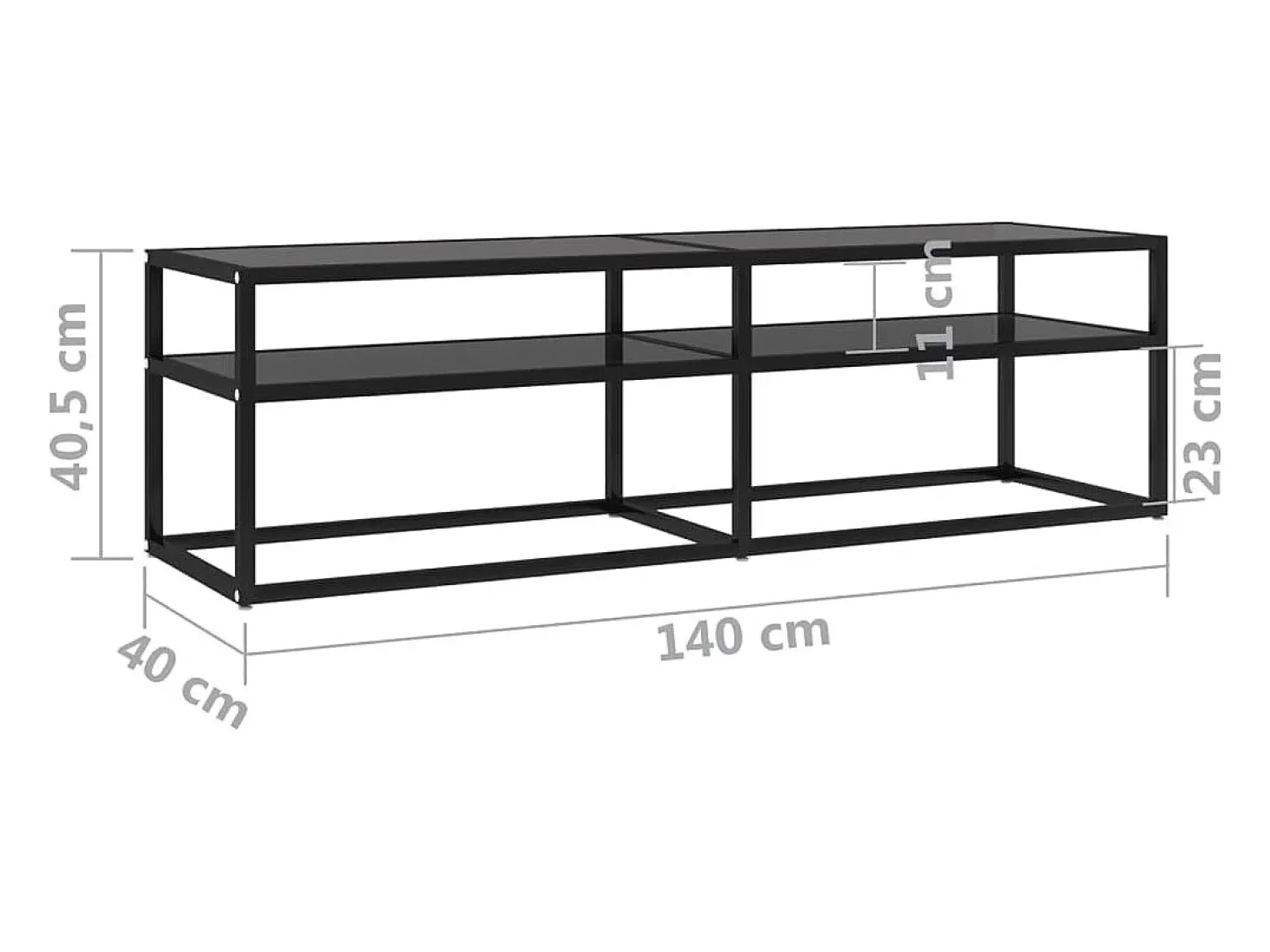 Mueble para TV vidrio templado negro 140x40x40,5 cm