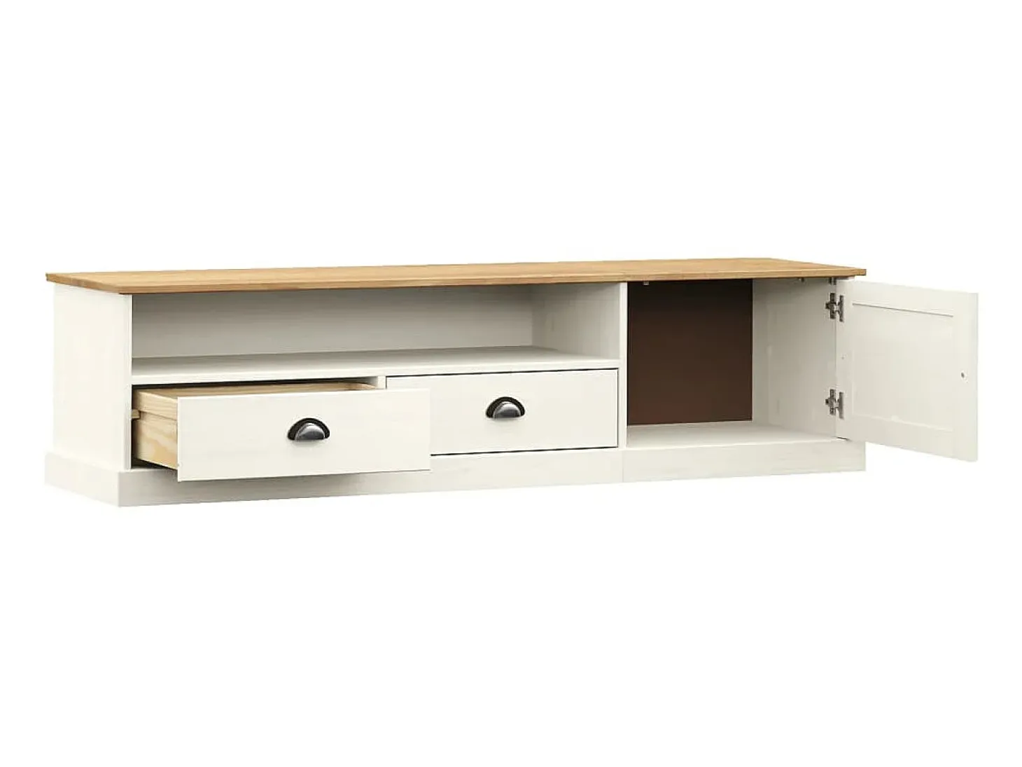 Mueble para TV VIGO madera maciza de pino blanco 156x40x40 cm ES59936