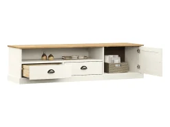 Mueble para TV VIGO madera maciza de pino blanco 156x40x40 cm ES59936
