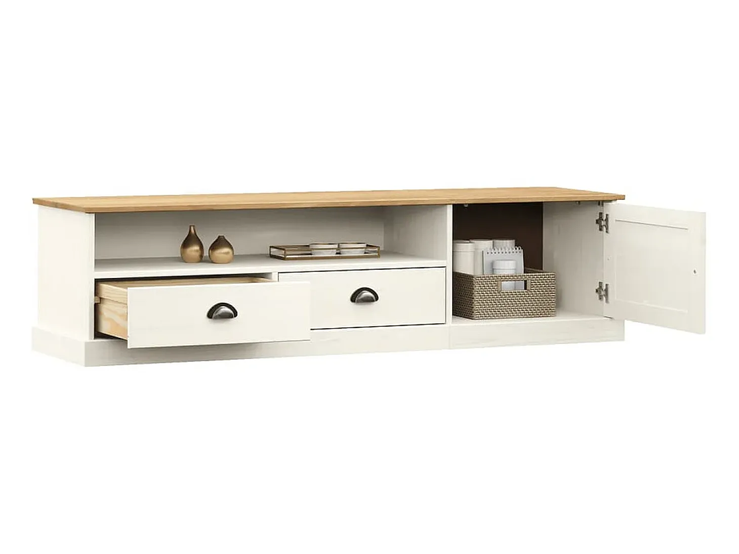 Mueble para TV VIGO madera maciza de pino blanco 156x40x40 cm ES59936
