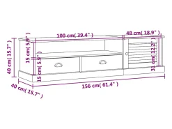 Mueble para TV VIGO madera maciza de pino blanco 156x40x40 cm