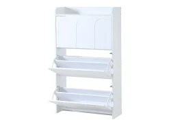Mueble para zapatos 2 piezas - 140x25x120 cm - con 12 compartimentos - 6 puertas abatibles - MDF - Blanco