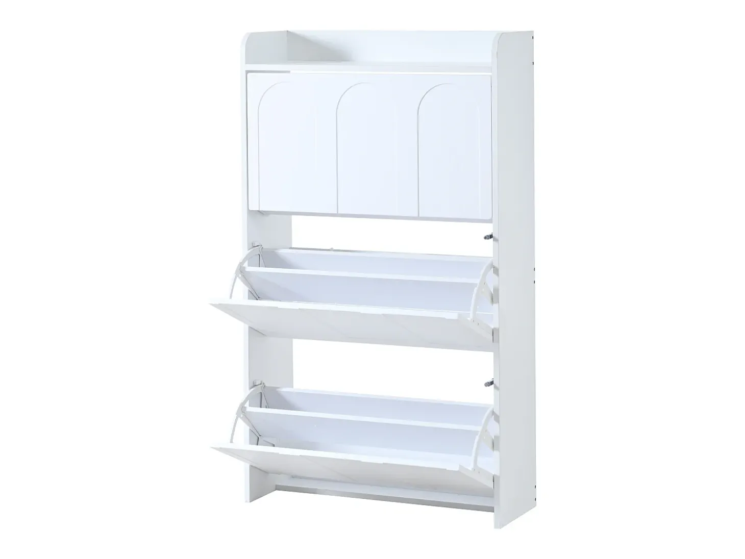 Mueble para zapatos 2 piezas - 140x25x120 cm - con 12 compartimentos - 6 puertas abatibles - MDF - Blanco