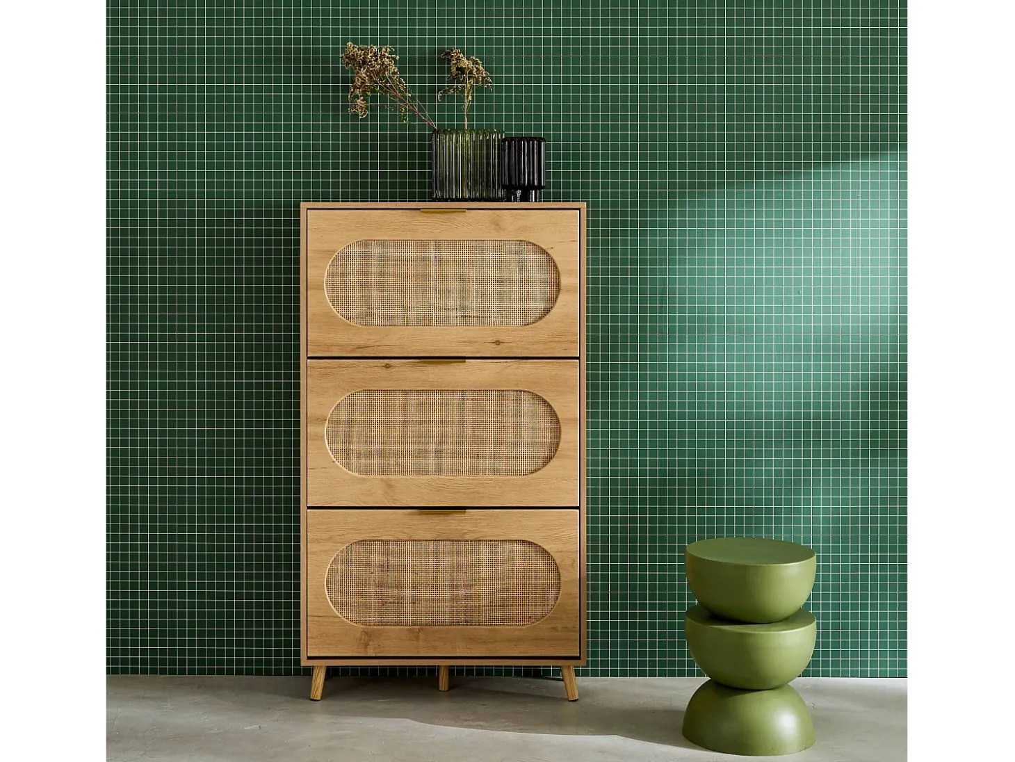 Mueble para zapatos con 3 cajones natural