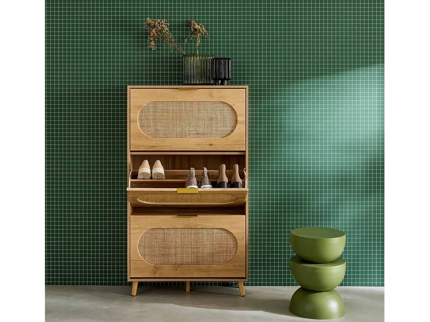 Mueble para zapatos con 3 cajones natural