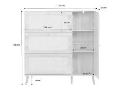 Mueble para zapatos de caña con 3 cajones blanco roto