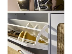 Mueble para zapatos de caña con 3 cajones blanco roto