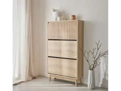 Mueble para zapatos de color nogal con 3 puertas natural