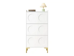 Mueble para zapatos moderno 63x24x120 cm - 3 niveles de almacenamiento - Patas de metal - MDF - Blanco