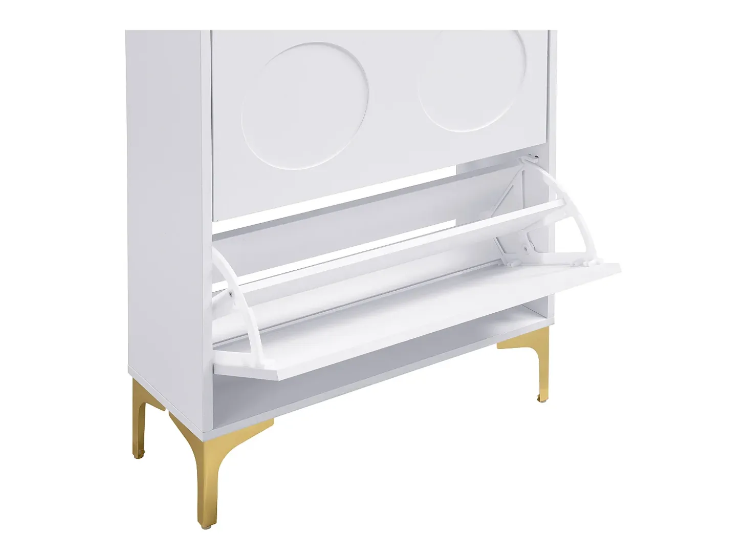 Mueble para zapatos moderno 63x24x120 cm - 3 niveles de almacenamiento - Patas de metal - MDF - Blanco