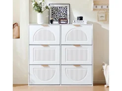Mueble para zapatos moderno 118x25x115 cm - con 6 puertas abatibles - Blanco