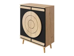 Mueble para zapatos moderno 76x37x98,5 cm - con 2 puertas - Almacenamiento multinivel - Patas de madera - Negro y natural