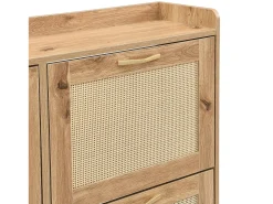 Mueble para zapatos moderno - con puertas de ratán - 4 puertas - estructura metálica - color natural