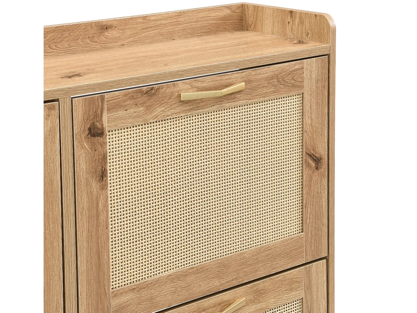 Mueble para zapatos moderno - con puertas de ratán - 4 puertas - estructura metálica - color natural