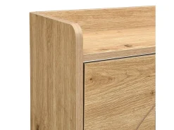 Mueble para zapatos moderno 110×24×137,5 cm - con 3 puertas abatibles - con espejo - Patas de madera maciza - Natural