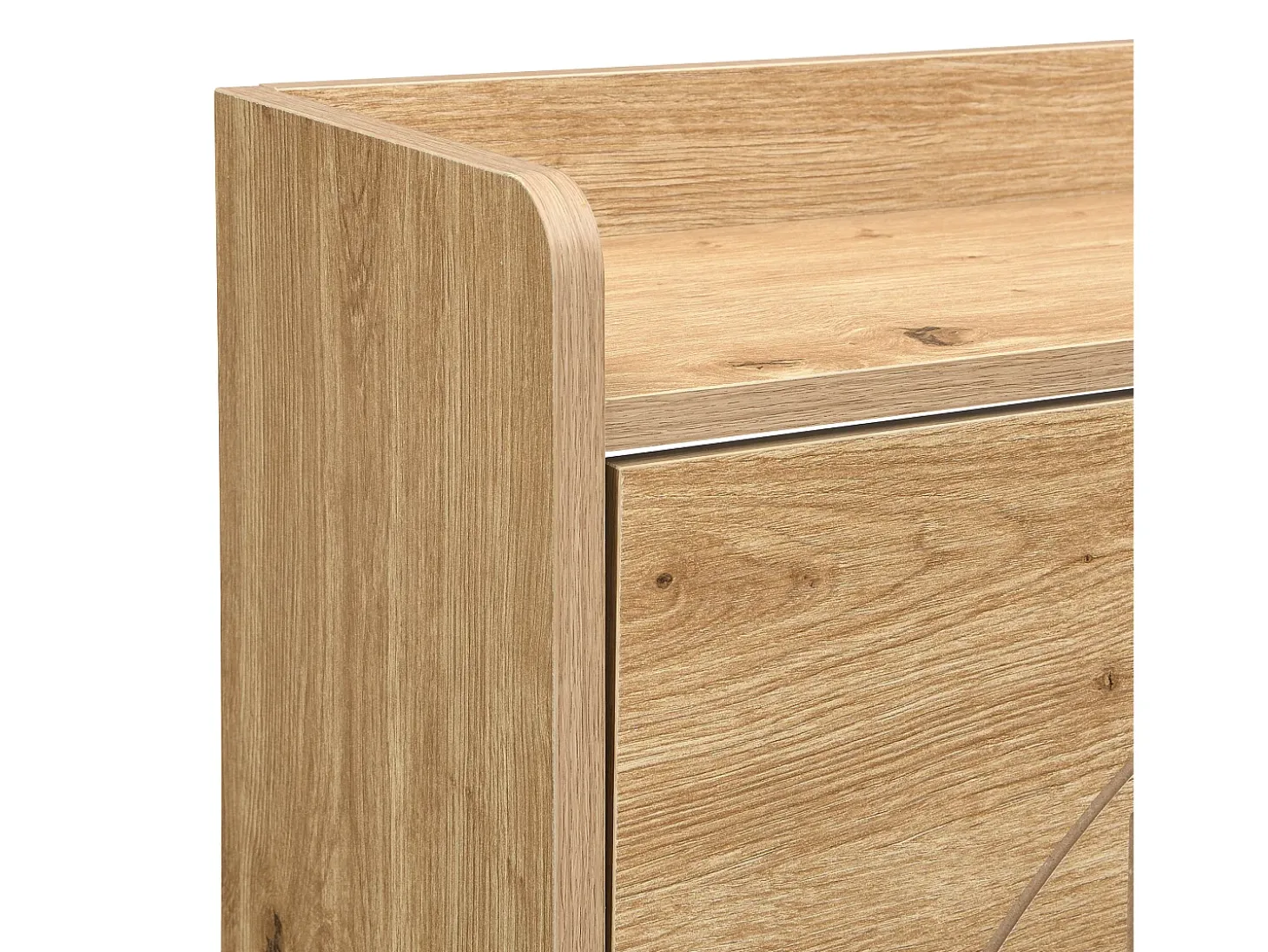 Mueble para zapatos moderno 110×24×137,5 cm - con 3 puertas abatibles - con espejo - Patas de madera maciza - Natural