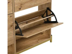 Mueble para zapatos moderno 108.5×24×100 cm - con 4 puertas - MDF - color natural