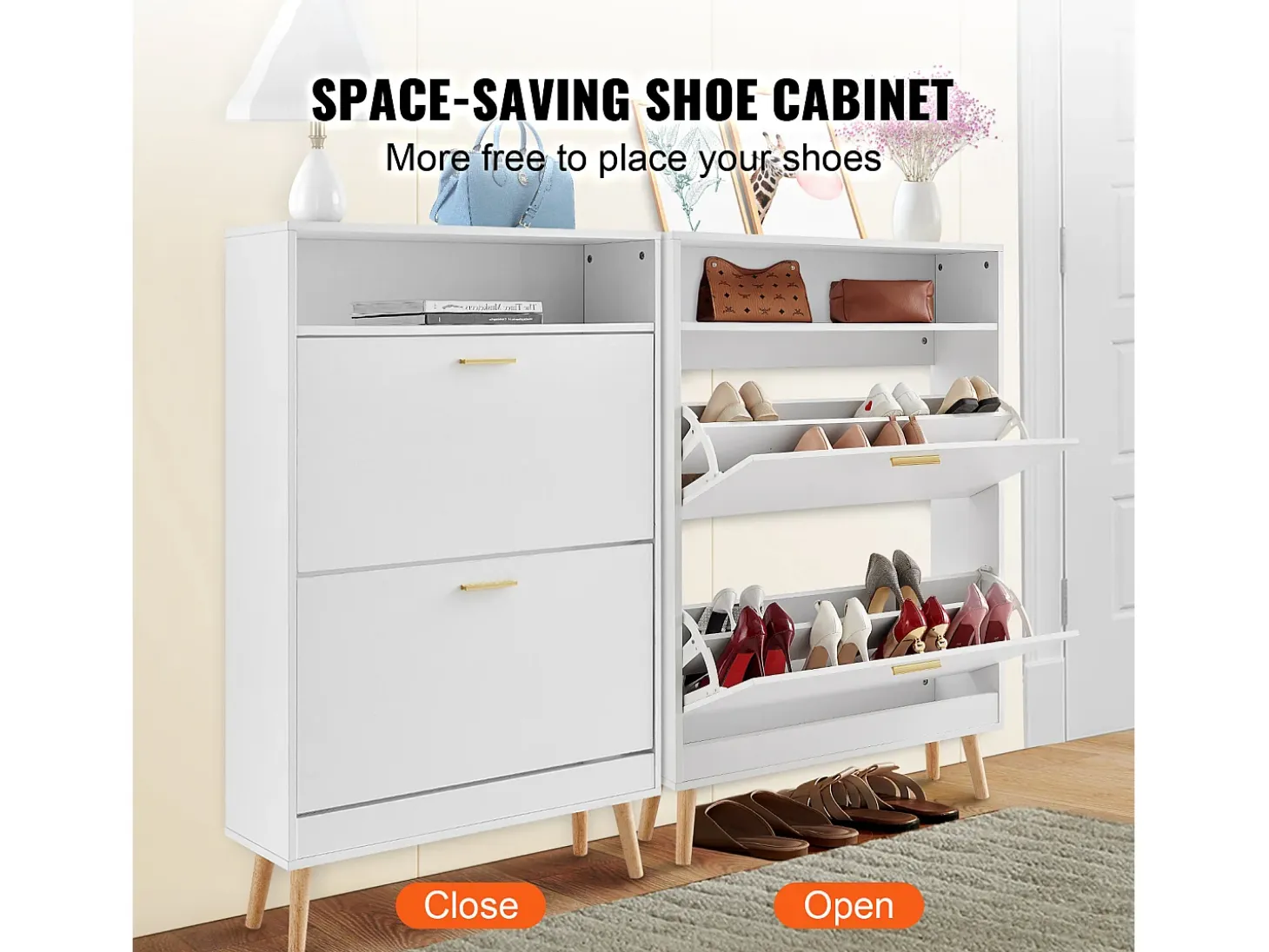 Mueble para Zapatos SucceBuy, 2 Cajones Plegables, Organizador de Almacenamiento para Entrada