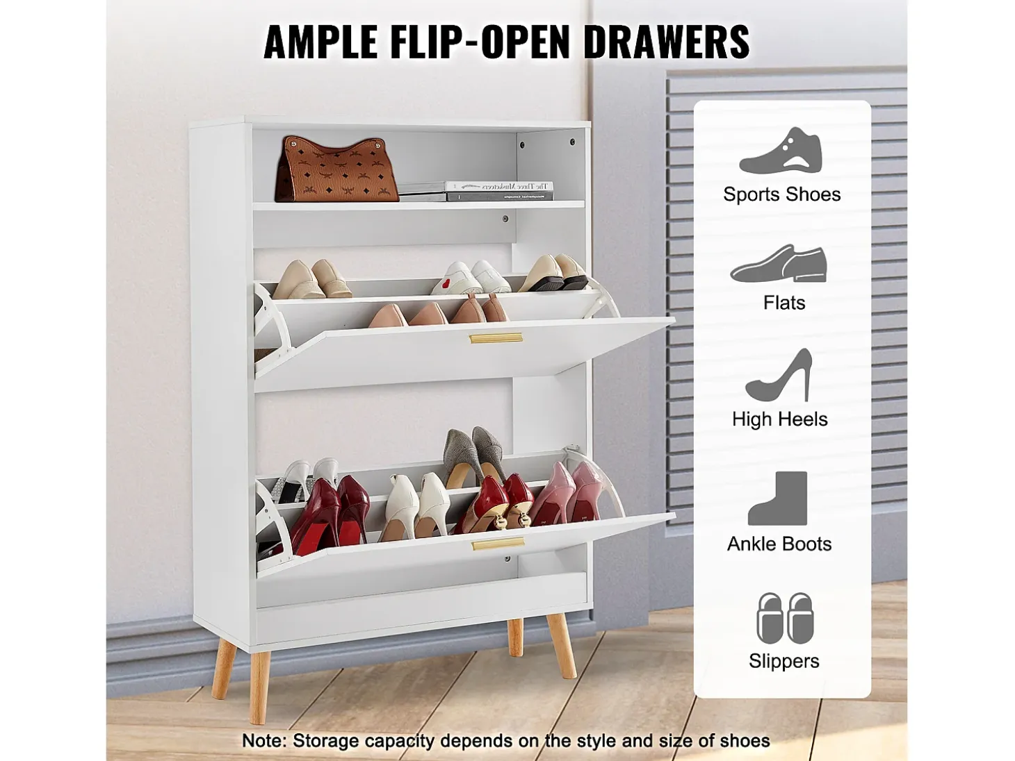 Mueble para Zapatos SucceBuy, 2 Cajones Plegables, Organizador de Almacenamiento para Entrada