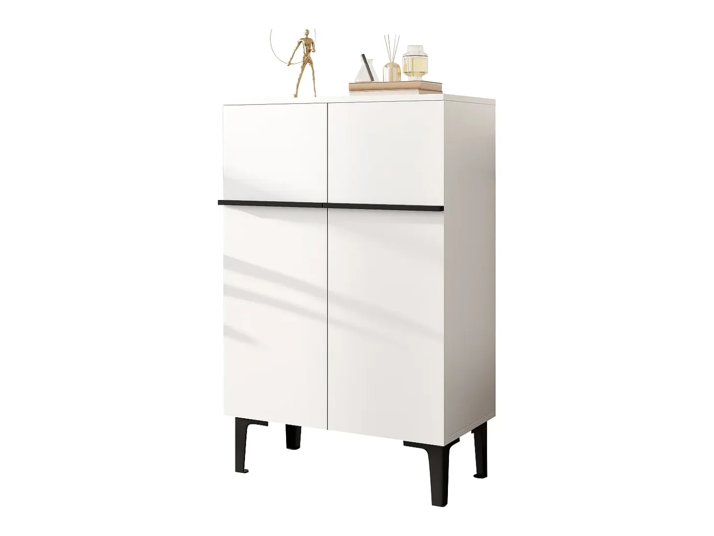Mueble para zapatos 95x60x34,5 cm - 2 puertas - Estantes ajustables - Acabado de madera - Paneles de partículas - Blanco