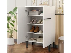 Mueble para zapatos 95x60x34,5 cm - 2 puertas - Estantes ajustables - Acabado de madera - Paneles de partículas - Blanco