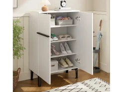 Mueble para zapatos 95x60x34,5 cm - 2 puertas - Estantes ajustables - Acabado de madera - Paneles de partículas - Blanco