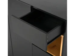 Mueble para zapatos 105x39.5x100.5 cm - 1 cajón y 3 puertas - con iluminación LED - con estantes ajustables - Negro y natural