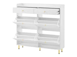 Mueble para zapatos 106.5x25x105.5cm - con 4 puertas abatibles y 2 cajones - blanco