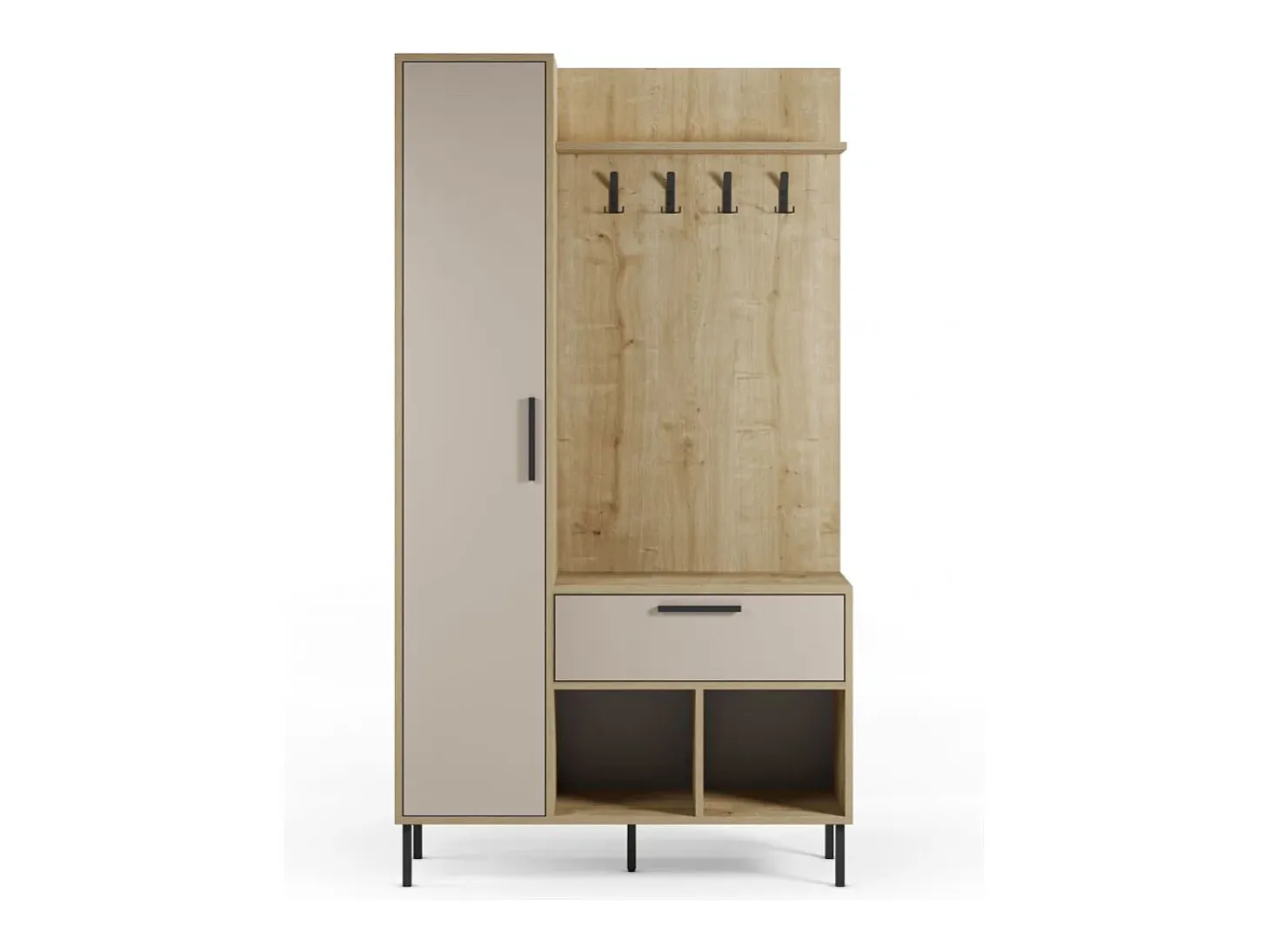 Mueble recibidor con perchero Vesta Roble Beige