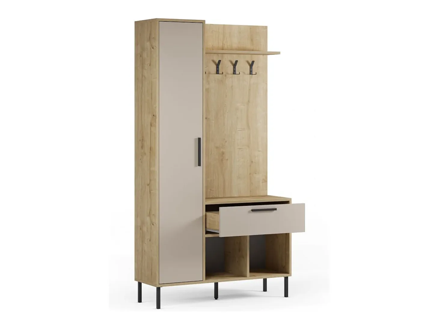 Mueble recibidor con perchero Vesta Roble Beige