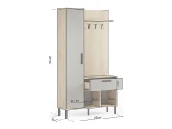 Mueble recibidor con perchero Vesta Roble Verde Gray