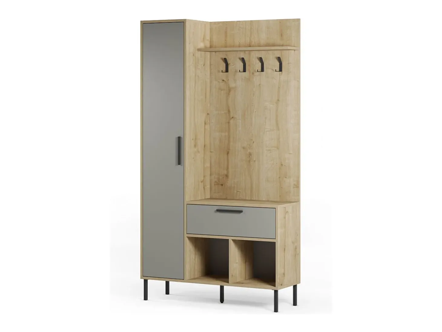 Mueble recibidor con perchero Vesta Roble Verde Gray