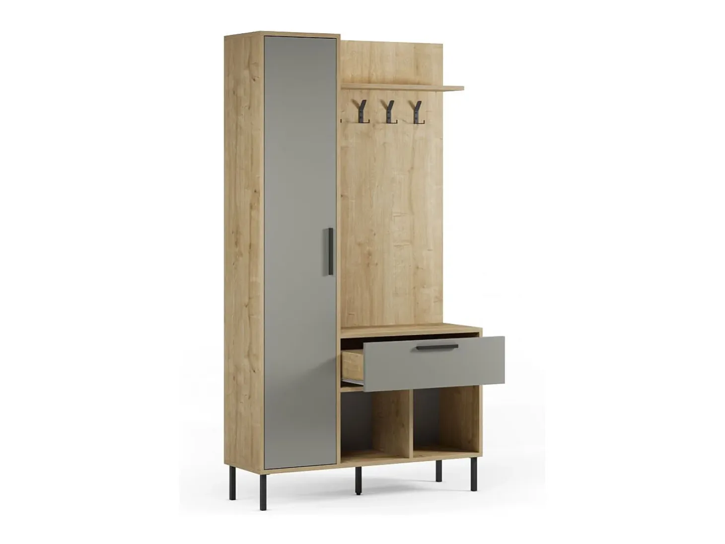 Mueble recibidor con perchero Vesta Roble Verde Gray