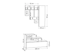 Mueble recibidor efecto madera con perchero, almacenaje y espejo MESTY
