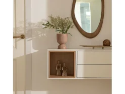 Mueble recibidor flotante de Lacado Natural-Blanco 35 x 90- Hazan
