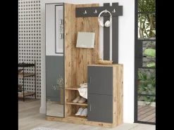 Mueble recibidor madera y gris con espejo ANKA
