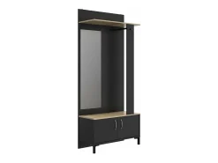 Mueble recibidor negro 2 puertas y un espejo - Fabricación francesa
