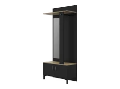 Mueble recibidor negro 2 puertas y un espejo - Fabricación francesa